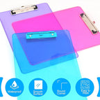 Clipboards, HERKKA 15 Pack Plastic Clipboards Low Profile Clip Standard A4 Letter Size, Office Supplies Classroom Supplies