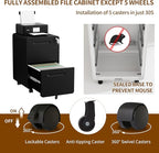 2 Drawer File Cabinet with Lock and 4 Keys, Mobile Metal Filing Cabinet, File Cabinets for Home Office, Under Desk, Pre-Assembly, File Drawer, Letter/Legal/A4 Hanging File Folders