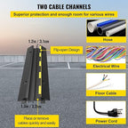 VEVOR Cable Protector Ramp, 5 Packs 2 Channels Speed Bump, Rubber Modular Humps Rated 11000 LBS Load Capacity, Protective Wire Cord Ramp Driveway Rubber Traffic Speed Bumps Cable Protector