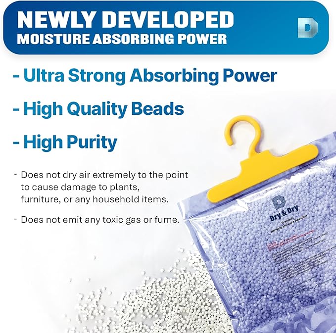 Dry & Dry 45 Packs [Net 14.1 Oz/Pack] Moisture Absorbers for Home, Basement & Bedroom - Small Dehumidifiers