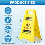 3-Pack Caution Wet Floor Sign,17.5" Height,Bright Yellow Double-Sided Folding A-Shaped Frame Design, Bilingual Caution Message