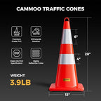 10 Pack 28 Inch Traffic Cones, from -22℉ to 131℉, MUTCD-Compliant Orange Safety Cone with Reflective Collar ＆ Extra Caution Tape for Parking Lot, Construction Work, Road Safety