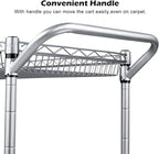 WDT 990Lbs Capacity Heavy Duty Rolling Utility Cart, NSF Rolling Carts with Wheels,Commercial Grade Metal Cart with Handle Bar & Shelf Liner,Trolley Serving Cart for Restaurant,Kitchen,Gray