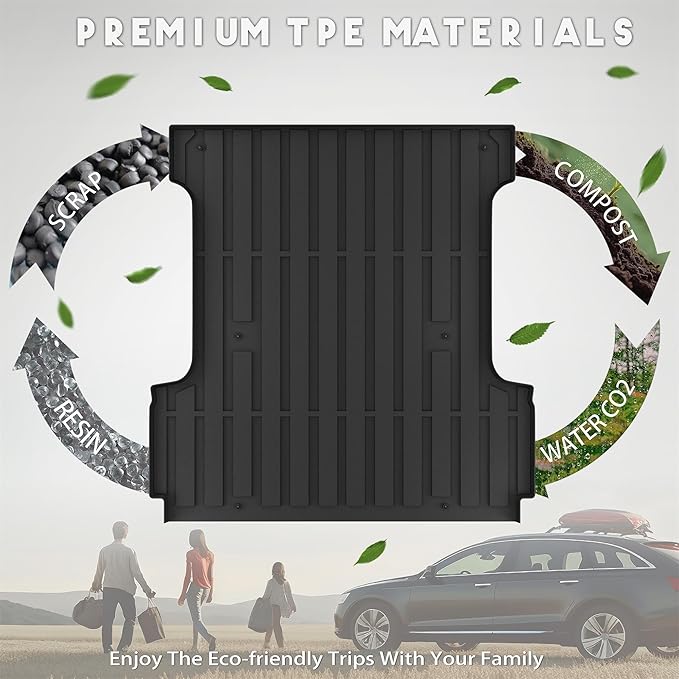KARPAL Truck Bed Mat Fit 2015-2025 Ford F150 & Lightning 5.5FT Bed (Not Fit 6.5FT/8FT Bed) All Weather TPE Custom Fit F150 Accessories Pickup Cargo Mat