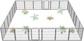 FXW Garden Fence Outdoor for The Yard – 32in(H) x 54.7ft(L) Heavy Duty Metal Animal Barrier for Dog and Rabbit, Decorative Dog Fence, 24 Panels, Silver