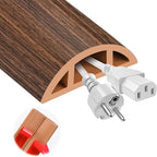 MYFAMIREA 10FT Floor Cord Cover for Wire Self Adhesive Cable Cavity Management PVC Extension Cord Hider Power Floor Wire Protector Prevent Cable Trips for Office Home Outdoor (Dark Brown Wood, 1.18'')