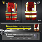 AYKRM 11 color High Vis Reflective Safety Vest for Women Men Security Pocket Zipper