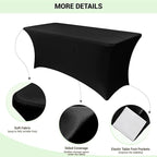 Obstal 10 Pack Stretch Spandex Table Covers for 6 Foot Tables - 6 FT Rectangular Fitted Tablecloth Protector for Outdoor Wedding Banquet Birthday Party (Black, 72L x 30W x 30H Inches)