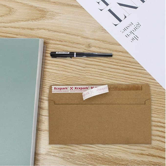 120 PCS #10 Brown Self Seal Kraft 4-1/8 x 9-1/2 inches Security Envelopes, Windowless Invisible Envelopes Super Strong Quick Seal Envelopes Security Tint Pattern Secure