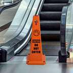26.5" Caution Cones, 4-Sided Visible Safety Signs with Heavy Rubber Base, Warning for Slip & Fall Prevention, Indoor/Outdoor Use (4, Do Not Enter-Orange, 26.5 inch)