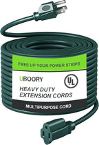 Outdoor Extension Cord Waterproof 50 FT, Green 14/3 SJTW Heavy Duty, Flexible 100% Copper 3 Prong Extension Cord for Lawn, Garage,UL Listed