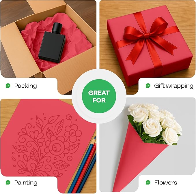 Christmas Red Kraft Paper Roll 48" x 1200" (100 feet) with Cutter - USA-Made Gift Wrapping Paper for Packing, Moving, Shipping & Crafts/Arts - 100% Recyclable Natural Craft Material by IDL Packaging