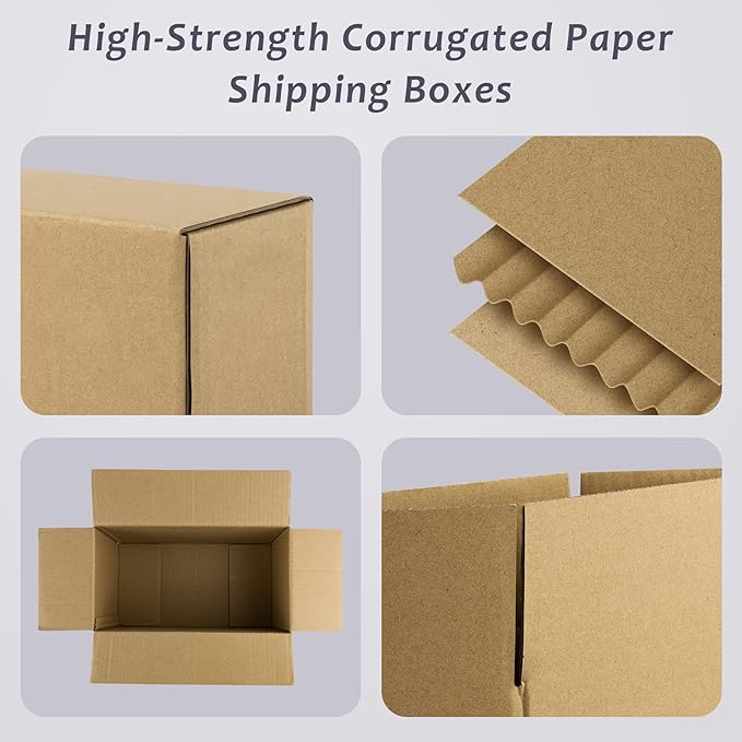 Frametory 11x6x6 Pack of 28 Corrugated Cardboard Packing Shipping Mailing Moving Carton Boxes, Brown