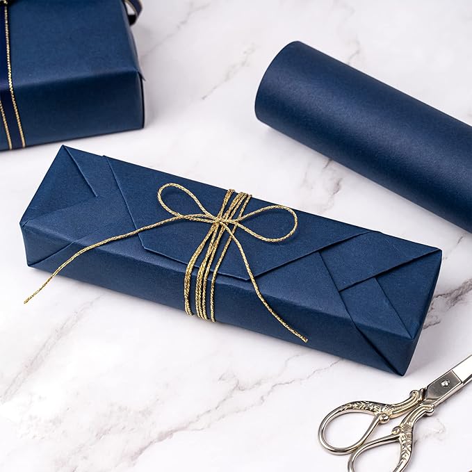 RUSPEPA Navy Blue Kraft Paper Roll - 18 inches x 100 feet - Recyclable Paper Perfect for for Crafts, Art, Wrapping, Packing, Postal, Shipping, Dunnage & Parcel