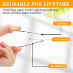 Jetec 100 Pack 1.6in/41mm White Metal Binder Clips Bulk Medium Reusable Fold Back Binder Clips Paper Clamps Spring Steel Sturdy for Home School Office Supplies