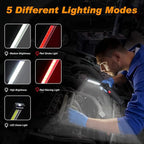 Mudder 6 Pcs Rechargeable LED Work Light with Magnetic Base 360° Rotate 5 Modes Flashlights for Car Repair Outdoor Father's Day Tool Gifts(Black)