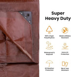 WHITEDUCK Super Heavy Duty Poly Tarp Cover 16 Mil & 10 Mil with Grommets and Reinforced Edges (Brown, White & Silver Black) (Brown- 16 Mil, 30' x 30')