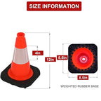 OrangeStar 12" Traffic Cones 4-Pack, Orange Safety Cones with Reflective Collar & Heavy Duty Base for Driving Practice, Parking Lots, Roadwork, Construction | Indoor & Outdoor Use