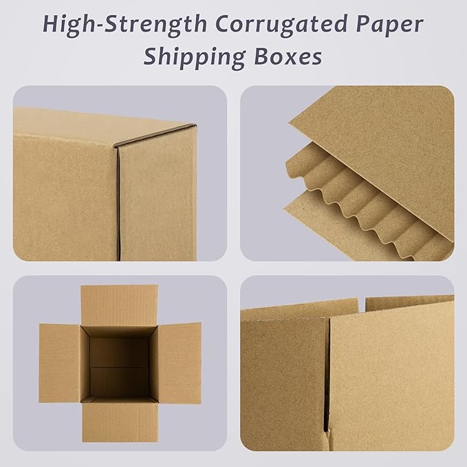 Frametory 6x6x6 Pack of 28 Corrugated Cardboard Packing Shipping Mailing Moving Carton Boxes, Brown