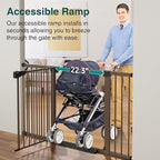 Cumbor 29.7-54.2" Wide Baby Gate for Stairs, Mom's Choice Awards Winner-Self Closing Dog Gate Indoor for Doorways, No Drilling Pressure Mounted Pet Gates for Kids, Easy Walk Through Safety Gate, Brown