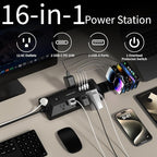 Surge Protector Power Strip with USB Ports, 12 Outlets 2 USB-C 2 USB-A, 6 Ft Flat Plug Extension Cord, Multi Plug Outlet as Charging Station for Desk, Office, Home,Dorm, UL Certification (Black)