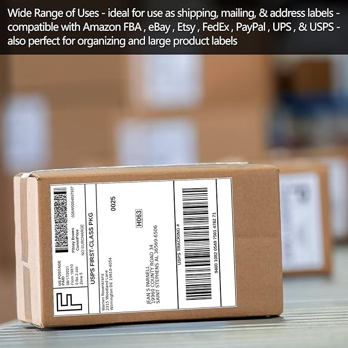 SJPACK 5000 Half Sheet Shipping Labels for Laser/Inkjet Printers - 5-1/2" X 8-1/2" Blank White Labels