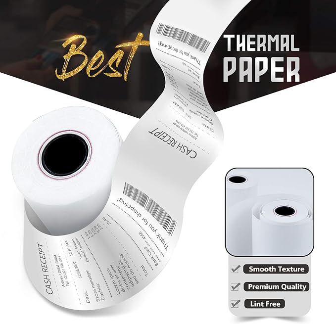 Azure Zone, Thermal Paper Rolls 2-1/4 X 50ft, 50 Rolls, Fits Most POS Machines and Cash Registers, Great for Businesses and Sales