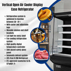 Food Refrigerated Display Case for Commercial Bakery Pastry Front Open Air Refrigerated Display Cooler Case, Movable Shelves and Adjustable Legs, 36~41℉ (61.4 Inches, Black)