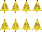8 Pack Umbrella Wet Floor Signs with Storage Tubes, 20" Collapsible Caution Signs for Commercial Use, Safety Cones for Restaurant, Hotel, Mall (Yellow)