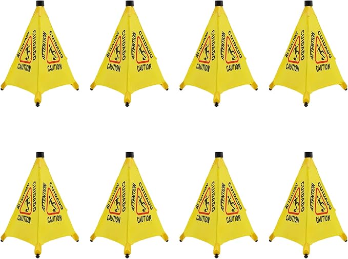 Caution Wet Floor Sign with Storage Tube, 20In Pop Up Wet Safety Signs 8Pcs Floor Safety Sign Warning Caution Cone for Restaurant, Commercial & Office Use