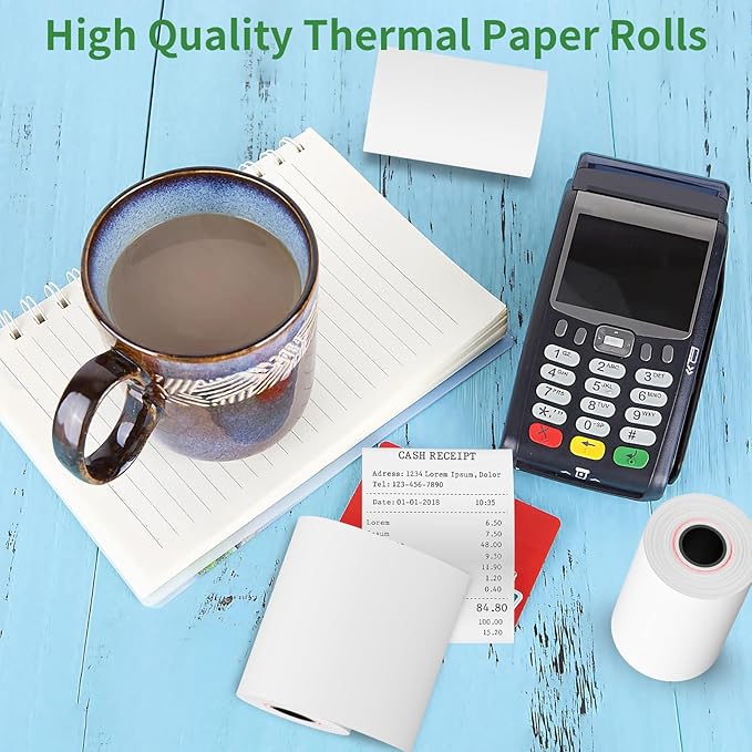 2 1/4" 85' feet Thermal Receipt Paper,Cash Register Paper Rolls Fits for Most Credit Card Terminals, 50 rolls