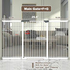 41" Extra Tall and Wide Baby Gate, 65.8-68.5'' Wide Pet Cat Gate for Doorway, Extra Wide Pressure Mounted Child Door with Expansion Kit, Metal Safe Gate, Tall Dog Gate, White