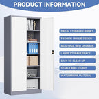 Metal Tool Storage Cabinet,Lockable File Cabinet with 2 Doors and 5 Adjustbale Shelves,Tall Cabinets for Garage Storage Systems for Home Office,Garage,Workshop
