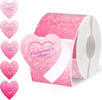 Ctosree 500 Pcs/ 1 Roll Thermal Sticker Labels Self Adhesive Direct Thermal Labels Multipurpose Printer Stickers for DIY, Name Tag(Heart,1.5 Inches,Shimmering Pink Gradient)
