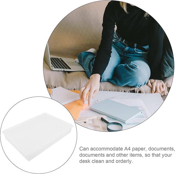 VILLCASE Transparent Plastic Certificate Organizer Box Desktop Document Storage Case for Files Multipurpose Small Items Storage Container for Office and Home Use