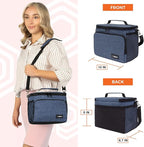 opux Insulated Lunch Bag for Men Women, Soft Lunch Box for Office Work School Picnic, Leakproof Lunch Cooler Bag with Shoulder Strap for Kid Adult Boy Girl, Medium Lunchbox Lunch Tote (Heather Navy)