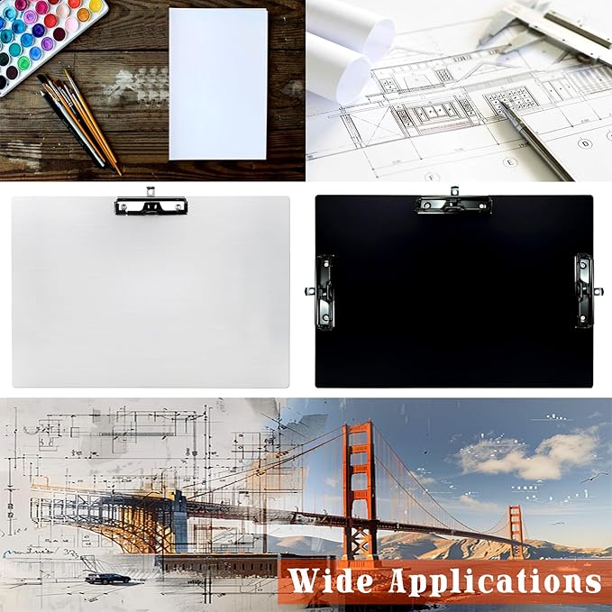 Aluminum 11x17 Clipboard A3 Metal Stainless Hangable Clipboards with 3 Clips Art Pen Holder Extra Large Clip Board for Business Medical Professionals Workshop (Silver, A3)