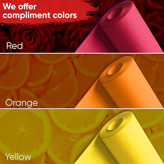 36" x 1200" (100 ft) Red Kraft Paper (Case of 9 Rolls), 45 lbs Thickness, Kraft Paper for School, Art Colored Paper, Gift Wrapping Paper, Packing Paper for Moving