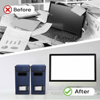 BALEINE File Organizer Box with Lid, Collapsible File Folder Organizer with Plastic Slide, Hanging File Folder Box for Office Document Storage (2 Pack, Blue, S)
