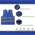Blue Safety Vests 20 Pack - Reflective High Visibility Construction ANSI Class 2 Work Vests for Men,Woman,Hi Vis Mesh and Neon Silver Strip