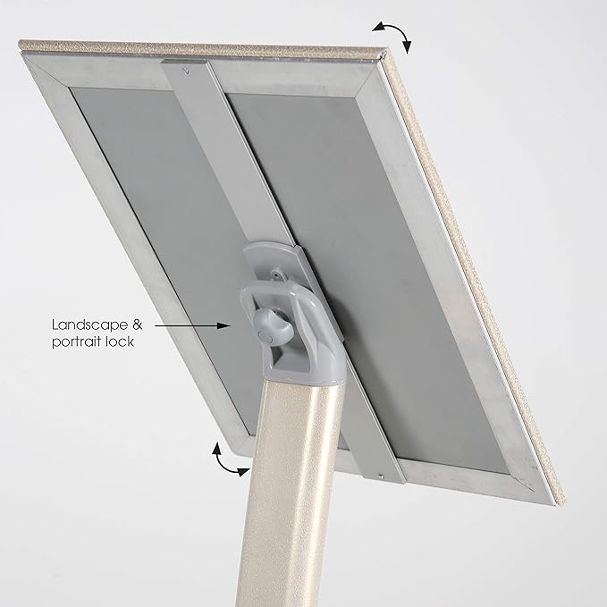 M&T Displays Curved Menu Board, 11x17 Pedestal Sign Holder White Pearlic Floor Standing Aluminum Front Loading Easy Open Poster Message Advertisement Holder For Restaurant Cafe Hotel