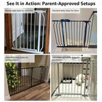 Wide Baby Gate 67-71.5 Inch Heavy Duty Steel Safety for Stairs, Pressure-Mounted Indoor Dog, No Drilling, Modern Home Design, Black