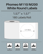 Phomemo Multi-Purpose Self-Adhesive Round Circle Label for Phomemo M110/M110S/M120/M200/M220 Label Maker, 1.57"x 1.57" (40x40mm) Thermal Label for Barcode Labels, DIY Logo Design, Black on White