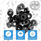 Helffer 50 Pack 3/8" ID Black Angle Beveled Washers for Cable Railing, Stainless Steel 30 Degree Washers for 1/8" 3/16" 5/32" Stair Deck Cable Railing Kits