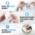 4"x6" Fanfold Direct Thermal Labels Commercial Grade with Perforated line for Thermal Printers, Compatible with Zebra & Rollo Printer (2 Stacks - 4000 Labels)