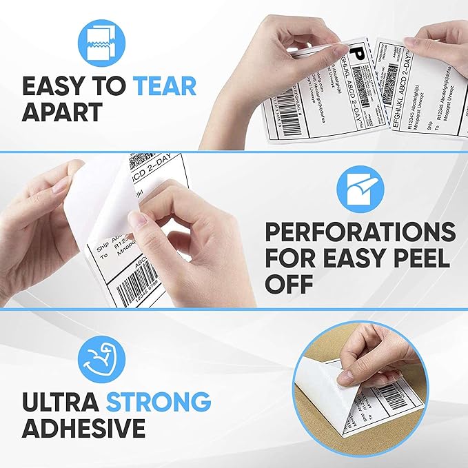 4"x6" Fanfold Direct Thermal Labels Commercial Grade with Perforated line for Thermal Printers, Compatible with Zebra & Rollo Printer (2 Stacks - 4000 Labels)