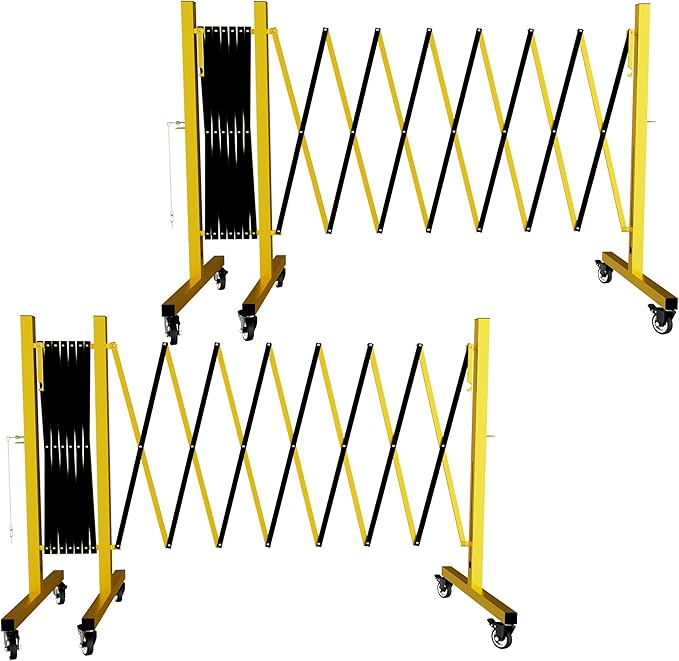 Industrial Expandable Barricade,Folding Security Gate Safety Barricade with Casters,Mobile Barrier Gate Outdoor,Adjustable Traffic Fence for Road Construction, Traffic Control,Pool (11FT)
