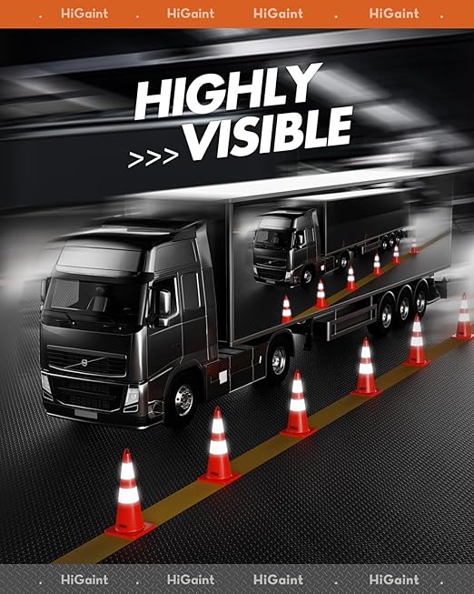 [6 Pack] HiGiant 28 inch Traffic Safety Cones with Reflective Collars, Sturdy Orange PVC Cones for Road Safety, Parking lot and Driving Training