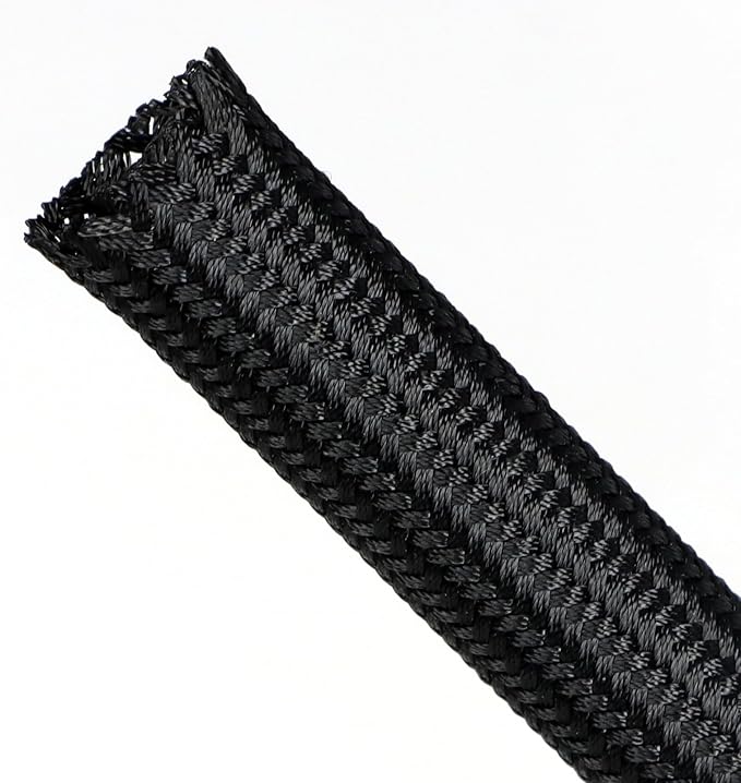 Polyamide Cable Sleeve, 10ft Flexible Expandable Braided Sleeving, Cable Management Sleeve for TV Computer Office Home Entertainment (Black, 3/4")