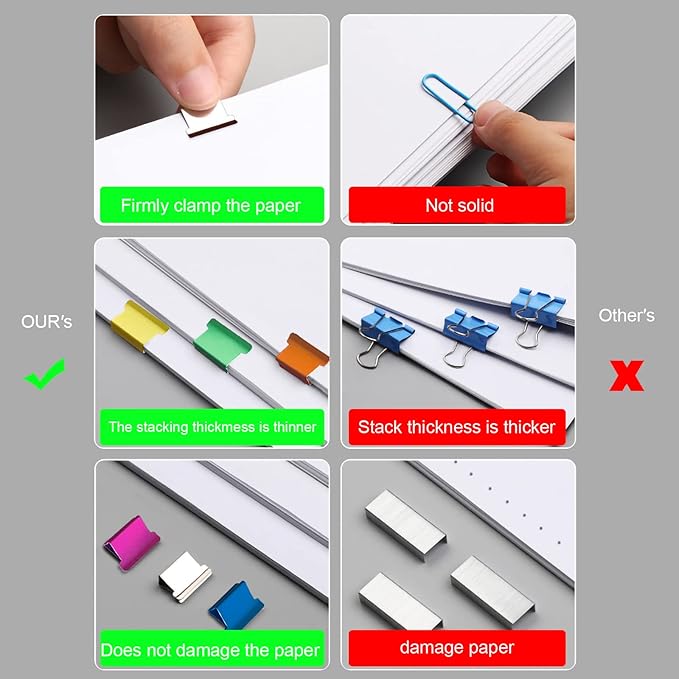100PCS Silver White Binder Clips,100PCS Colorful Binder Clips, Work with Clam Clip Dispensers,40 Sheet Capacity for Home Food Packaging, Fixing Loose Leaf Pape School Desk Office